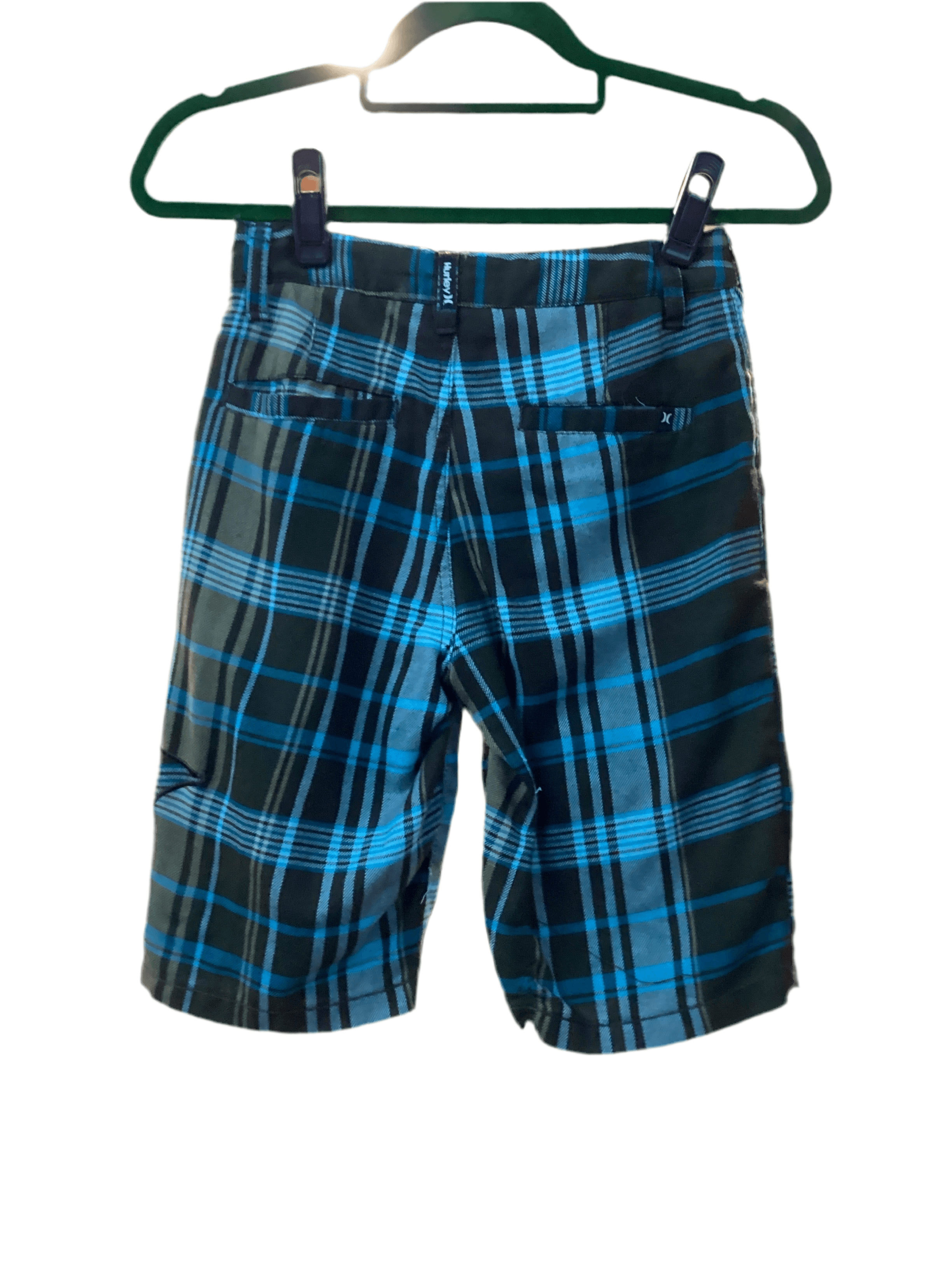 Men’s original shorts blue dark green and brown plaid Hurley X small - Thumbnail 2