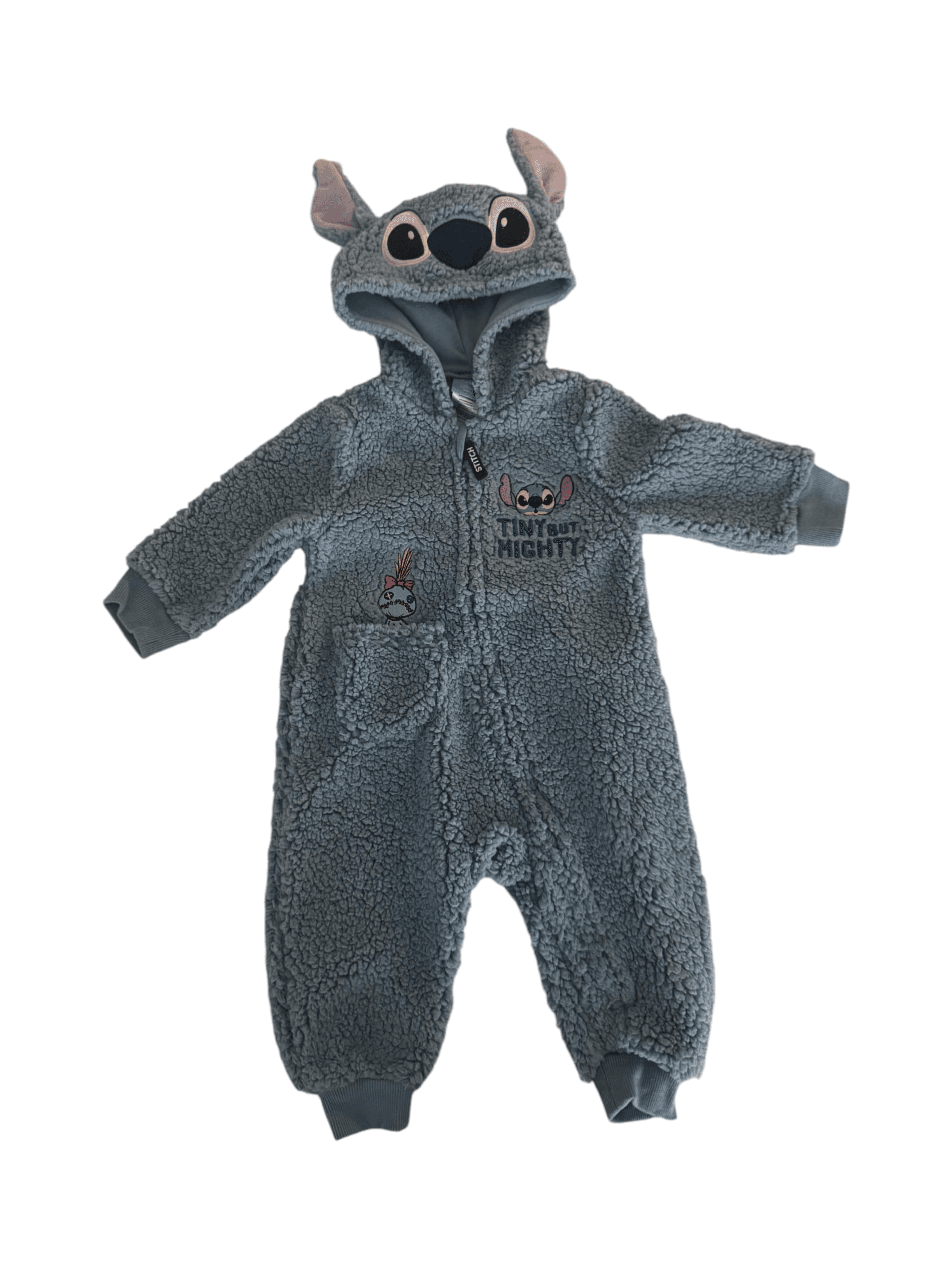 Stitch Baby Costume Blue Fleece Onesie - Thumbnail 2