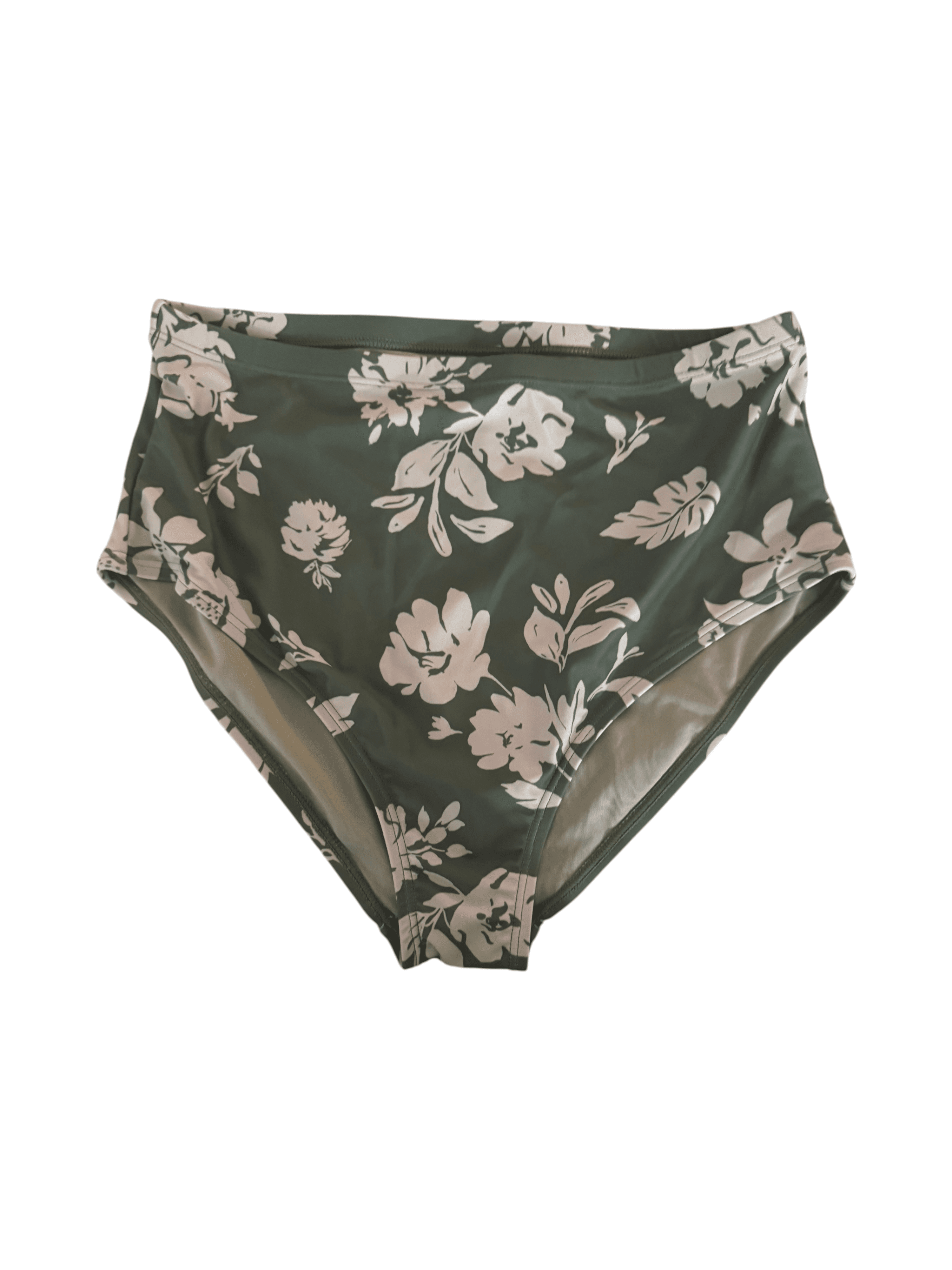 Green Floral Tankini Swimsuit Size M - Thumbnail 2