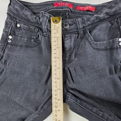 Vintage 90s Guess Women Sz 25 Curvy Mid Rise Skinny Bella Fit Black jeans - Thumbnail 5