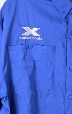 Columbia Men's Large Blue PFG Omni-Shade Vented Classic Fit S/S Button Up Shirt - Thumbnail 4
