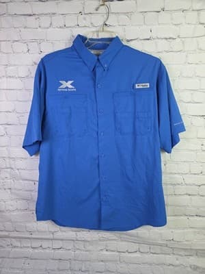 Columbia Men's Large Blue PFG Omni-Shade Vented Classic Fit S/S Button Up Shirt - Thumbnail 2