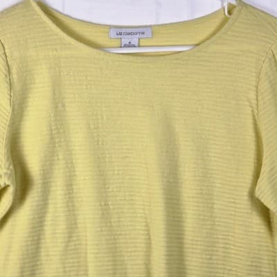 Liz Claiborne Women's Medium Yellow Short Sleeve Blouse - Thumbnail 2