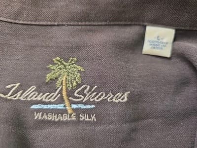 Island Shores 100% Silk Men's Large Brown Cuban Short Sleeve Shirt - Thumbnail 3