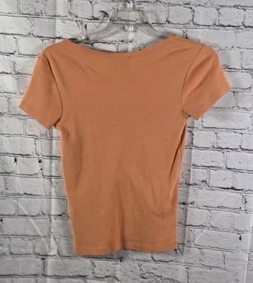 Ralph Lauren Blue Label Women’s Medium Orange V-Neck Short Sleeve Top - Thumbnail 4