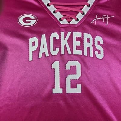 Team Apparel Women's Pink Green Bay Packers Aron Rogers Jersey - Thumbnail 2