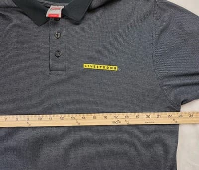 Nike Dri-Fit Men's Medium Black Striped Livestrong Polo Shirt - Thumbnail 8
