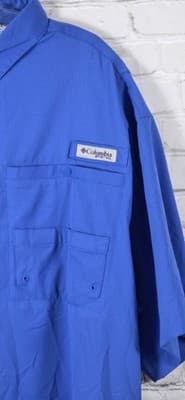 Columbia Men's Large Blue PFG Omni-Shade Vented Classic Fit S/S Button Up Shirt - Thumbnail 3