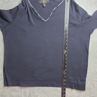 Vintage Polo Jeans Co Navy Blue 1X V Neck Sweater 90s Tennis Cable Knit - Thumbnail 10
