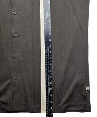 Island Shores 100% Silk Men's Large Brown Cuban Short Sleeve Shirt - Thumbnail 12