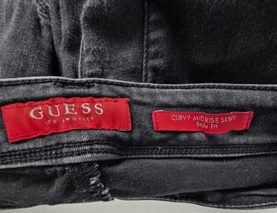 Vintage 90s Guess Women Sz 25 Curvy Mid Rise Skinny Bella Fit Black jeans - Thumbnail 2