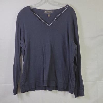 Vintage Polo Jeans Co Navy Blue 1X V Neck Sweater 90s Tennis Cable Knit - Thumbnail 2