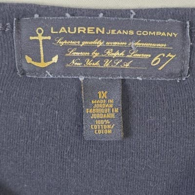 Vintage Polo Jeans Co Navy Blue 1X V Neck Sweater 90s Tennis Cable Knit - Thumbnail 3