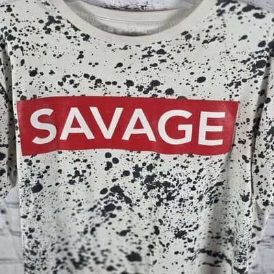 Phat Farm Savage Men's Medium Speckle Graphics Short Sleeve T-Shirt - Thumbnail 2