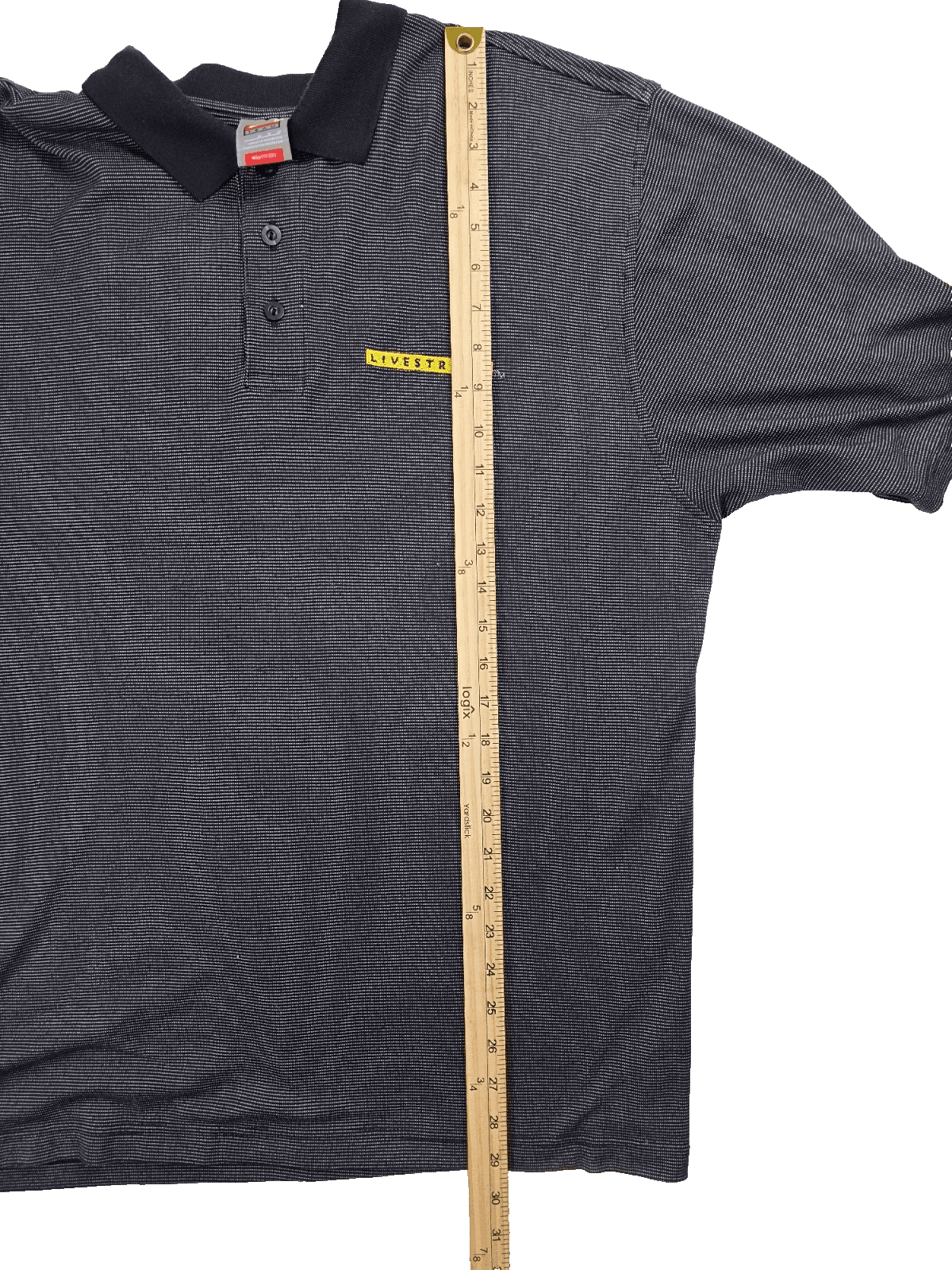 Nike Dri-Fit Men's Medium Black Striped Livestrong Polo Shirt - Thumbnail 10
