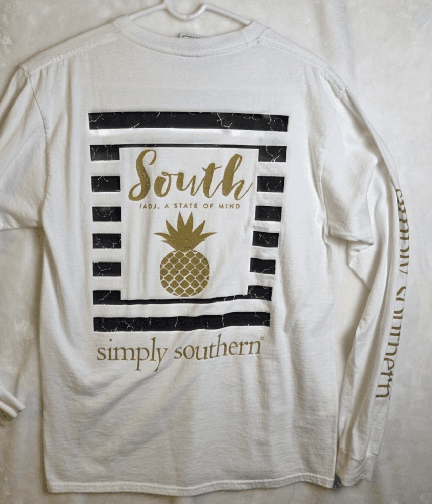 Simply Southern Men's Medium White Long Sleeve Graphic Tee - Thumbnail 5