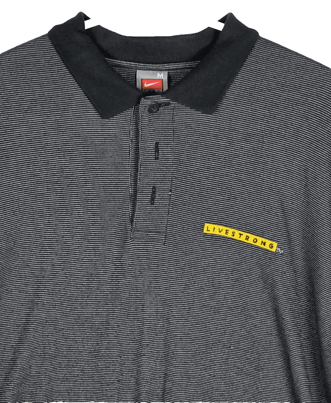 Nike Dri-Fit Men's Medium Black Striped Livestrong Polo Shirt - Thumbnail 2