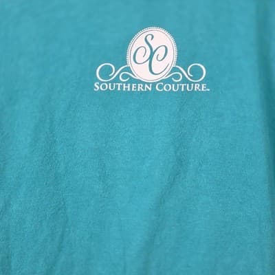 Southern Couture Classic Women's Large Teal " Too Much Style " T-Shirt - Thumbnail 3