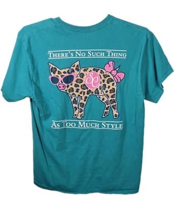 Southern Couture Classic Women's Large Teal " Too Much Style " T-Shirt - Thumbnail 6