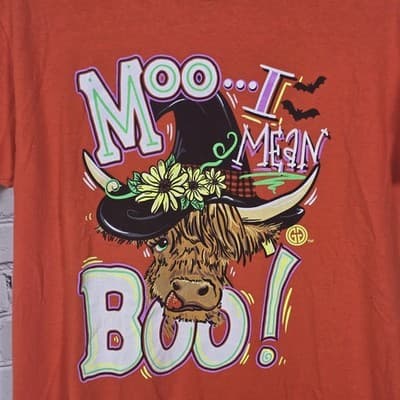 Girlie Girl Originals Medium Orange "Moo Boo" Short Sleeve T-Shirt - Thumbnail 2