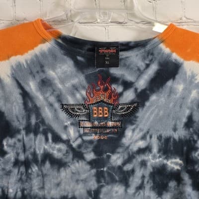 Vtg 2006 Bikes Blues & BBQ Bike Rally Women's XL Tye Dyed/Rhinestone Shirt - Thumbnail 3