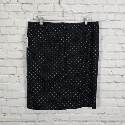 Liz Claiborne Women's Size 14 Black & White Polka Dot Lined Skirt - Thumbnail 7
