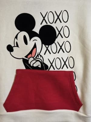 Disney Mickey Mouse 5T XOXO Valentines Fleece Pullover Sweatshirt Pocket - Thumbnail 2