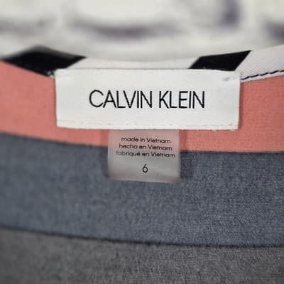 Calvin Klein Women's Size 6 Multicolored Sleeveless Striped Dress - Thumbnail 2