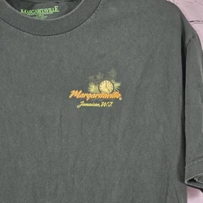 Vtg Margaritaville Jimmy Buffet Sz Large Emeral Green T-Shirt - Thumbnail 2