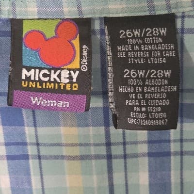 Mickey Unlimited Women's Sz 26W/28W Blue Plaid Button Up Sleeveless Shirt - Thumbnail 3