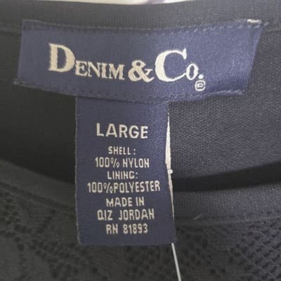 Denim & Co Women's Large Black W/Lace Short Sleeve Shirt - Thumbnail 2