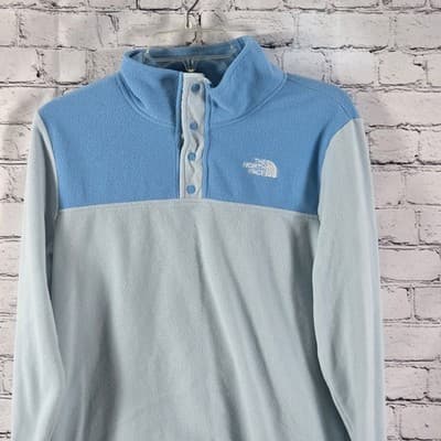 The Northface Glacier Youth XL 1/4 Zip Blue Long Sleeve Fleece Pullover - Thumbnail 2