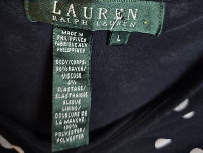 Lauren Ralph Lauren Womens Large Black W/Polka Dots Shirt - Thumbnail 2