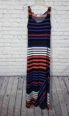 Calvin Klein Women's Size 6 Multicolored Sleeveless Striped Dress - Thumbnail 7