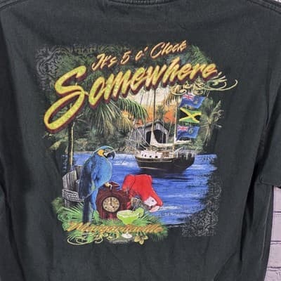 Vtg Margaritaville Jimmy Buffet Sz Large Emeral Green T-Shirt - Thumbnail 7
