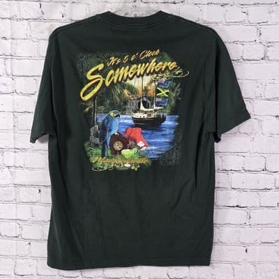 Vtg Margaritaville Jimmy Buffet Sz Large Emeral Green T-Shirt - Thumbnail 6