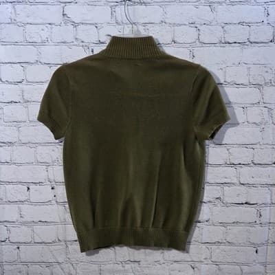 Lauren Ralph Lauren Women's Petite Green Short Sleeve Military Utility Cardigan - Thumbnail 5