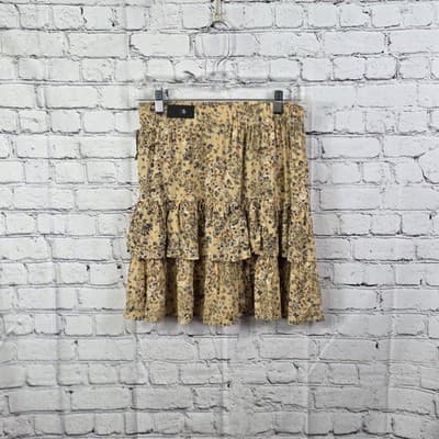 Maurices Women’s Sz Small Yellow Floral 100% Rayon Skirt - Thumbnail 2