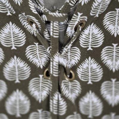 Liz Claiborne Women's XL Cl Olive Green White Leaf Print Flutter Sleeve Blouse - Thumbnail 4