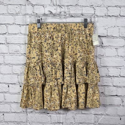 Maurices Women’s Sz Small Yellow Floral 100% Rayon Skirt - Thumbnail 6