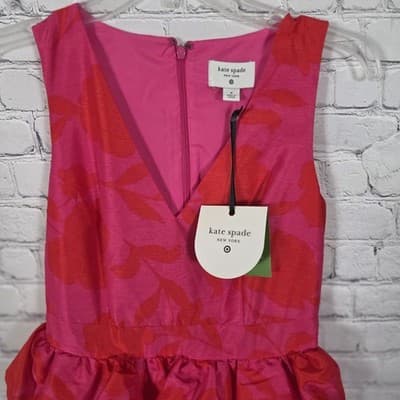 Kate Spade Women's Size 0 Classic Rose Peplum Midi Dress NWT - Thumbnail 2