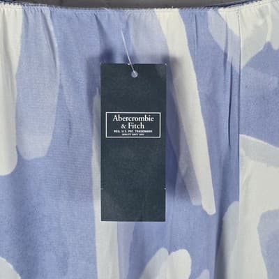 Abercrombie & Fitch Sz XXSP Blue White Abstract Brushstroke Wrap Maxi Skirt - Thumbnail 3