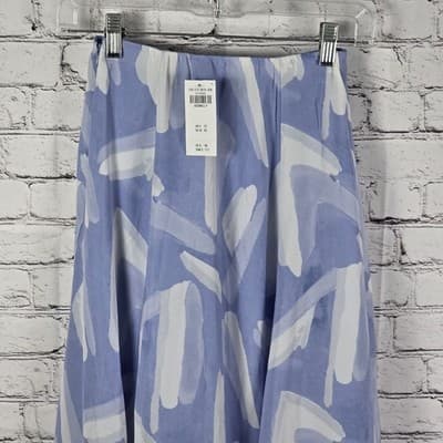 Abercrombie & Fitch Sz XXSP Blue White Abstract Brushstroke Wrap Maxi Skirt - Thumbnail 2