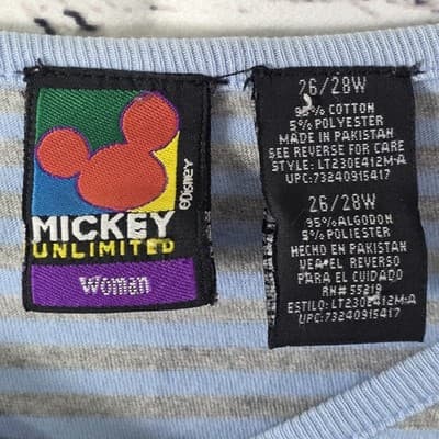 Vtg Mickey Women's Sz 26 Blue Striped Embroidered Shirt - Thumbnail 5