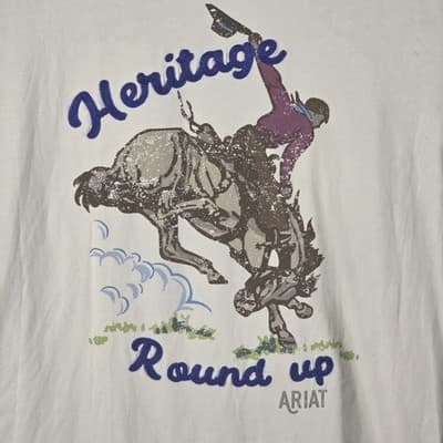 Ariat Women's Small Beige Heritage Round Up Graphic Boyfriend T-Shirt - Thumbnail 2