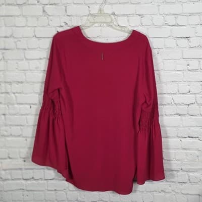 Michael Kors Medium Raspberry V-Neck Bell Sleeve Blouse - Thumbnail 6