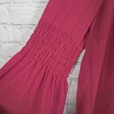 Michael Kors Medium Raspberry V-Neck Bell Sleeve Blouse - Thumbnail 5