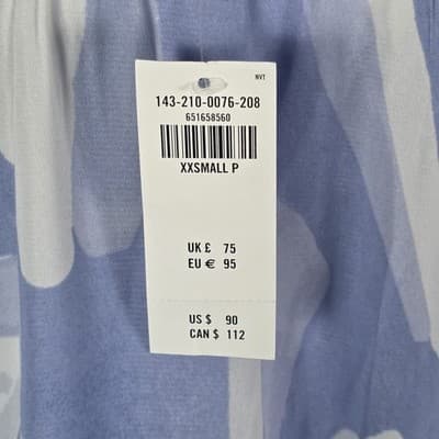 Abercrombie & Fitch Sz XXSP Blue White Abstract Brushstroke Wrap Maxi Skirt - Thumbnail 4