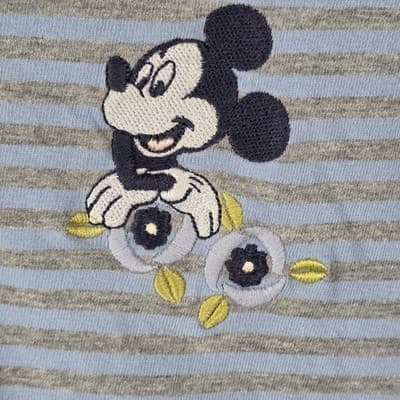 Vtg Mickey Women's Sz 26 Blue Striped Embroidered Shirt - Thumbnail 4