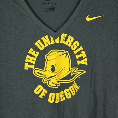 Nike Women's XL Green U of Oregon Dri-Fit V-Neck T-Shirt - Thumbnail 2